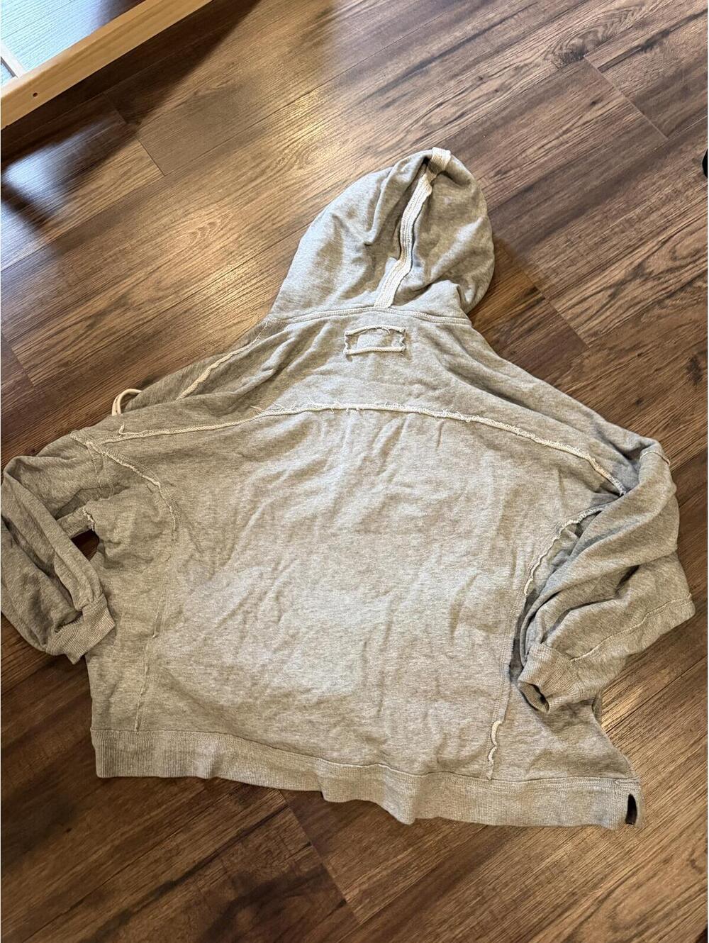 We the free free people gray longline oversized hooded sweatshirt XS - Picture 4 of 5
